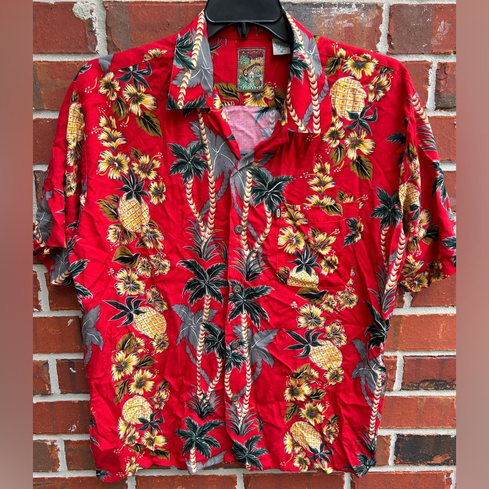 Pineapple Connection Men’s Short Sleeve Button Down Rayon M Hawaiian Shirt C11